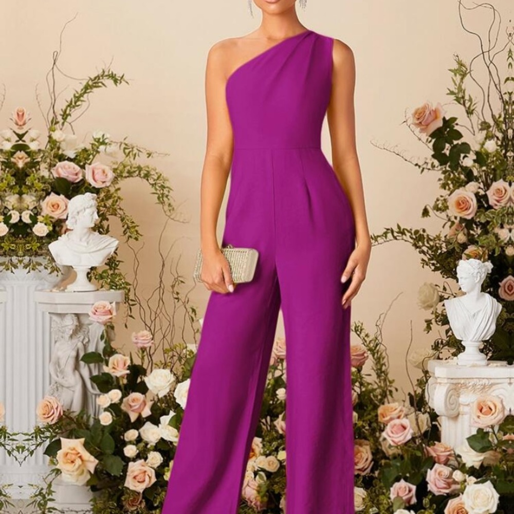 Elegant Purple One-Shoulder Jumpsuit